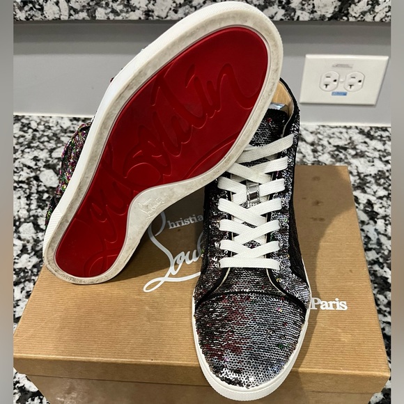 WOMEN’S CHRISTIAN LOUBOUTIN BIP BIP ORLATO FLAT PAILLETTES SNEAKERS - Picture 3 of 6